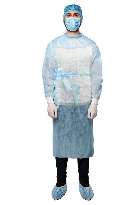 Халат ізоляційний, медичний , розмір L, СП 30г/м2+ламінований СП ,ТМ"АХІЛЛ"